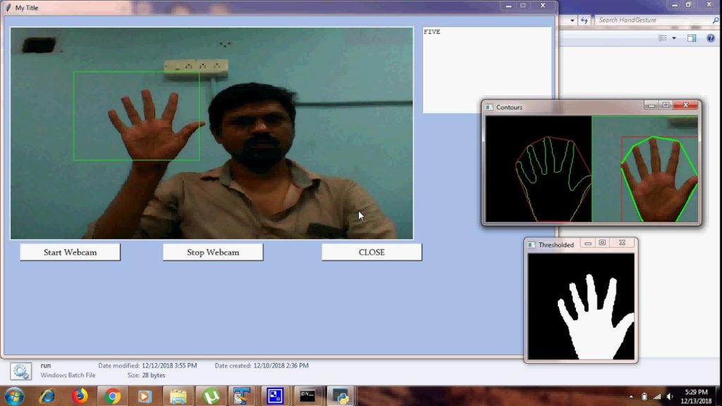 hand gesture recognition using o